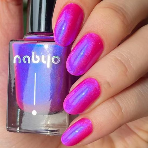 COSMOO Hot Pink Nail Polish, Deep Neon Pink Blue Glow Pop Quick Dry Nail Lacquer for Nail Art Varnish, 0.41 fl oz