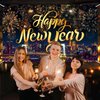 Happy New Year Backdrop, Happy New Year Decorations 2025 New Year Banner with Firework Pattern, New Years Eve Party Supplies 2025