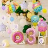 Generic 16 PCS Donut Birthday Decorations, Sweet Pink Donut Birthday Foil Balloons for Party Boy Girl Shower Decorations Supplies (3rd)