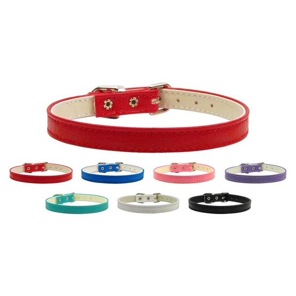 Dog, Puppy & Pet Plain Collar, 3/8" Wide White 8
