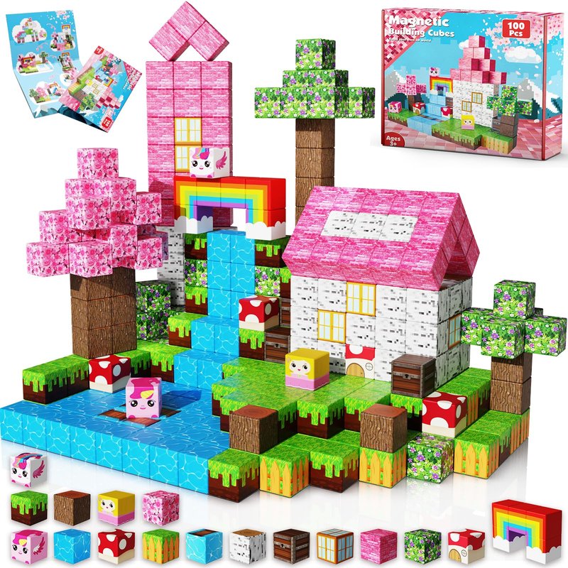 Goody King Magnetic Blocks|100PCS Magnetic Building Cubes,Unicorn ...