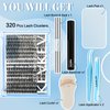 KevKev Lash Clusters Kit 3D Fluffy Cluster Lashes 20D+40D 320 Pcs DIY Lash Extensions Eyelash Clusters Glue Individual Lashes Remover Cluster Thin Band & Soft (Fluffy 20D+40D Kit,8-16mix)