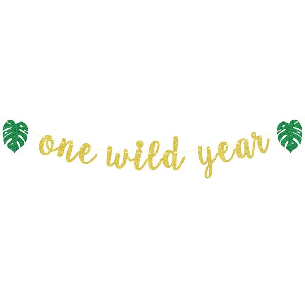 One Wild Year Banner, Wild One, My First Birthday, Jungle Wild Safari Zoo Themed Happy 1st Birthday Party Decorations for Baby Boys Girls