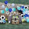 Soccer Balloon Arch Garland Kit, Royal Blue White Teal Blue Balloons Decorations with Soccer Foil Balloons for Men Women Teen Kids Soccer Football Theme Birthday Party Decor Supplies