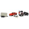 Agriculture 1/64 Bobcat 5 Piece Construction Set with Rollback, Livestock Trailer, Cow & Skid Loader 16503