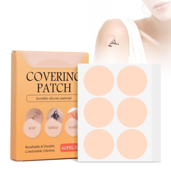 Tattoo Cover Up Tape,LXIANGN Waterproof Concealer Patch Ultra Thin Skin Tone Concealer Sticker for Covering Up Scars Tattoos,Long Lasting Invisible Tattoo Flaw Conceal Patch 60PCS