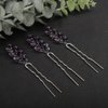 Teyglen 3pcs Crystal Bridal Hair Pins Rhinestone Hair Pieces Bride Wedding Hair Accessories Vintage Blue Red Purple Rhinestone Hair Pins for Women Girls Party Prom (Purple)