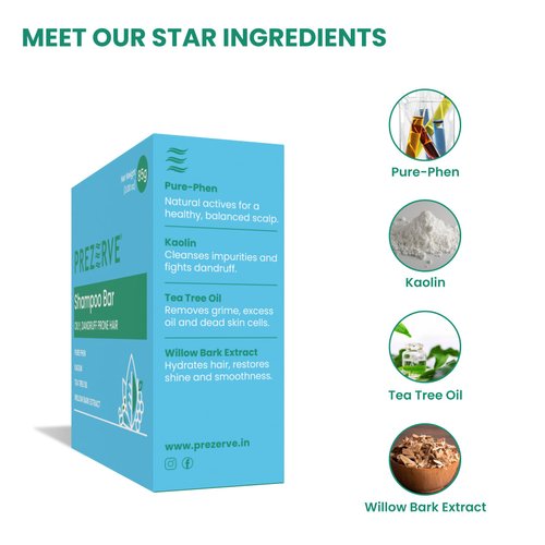 Prezerve Anti-Dandruff Shampoo & Conditioner Bars Combo | Natural Ingredients | Fights Dandruff, Promotes Healthy Hair | Safe for All Hair Types | Soap Free | Unisex 85 g (Pack of 2) Brown