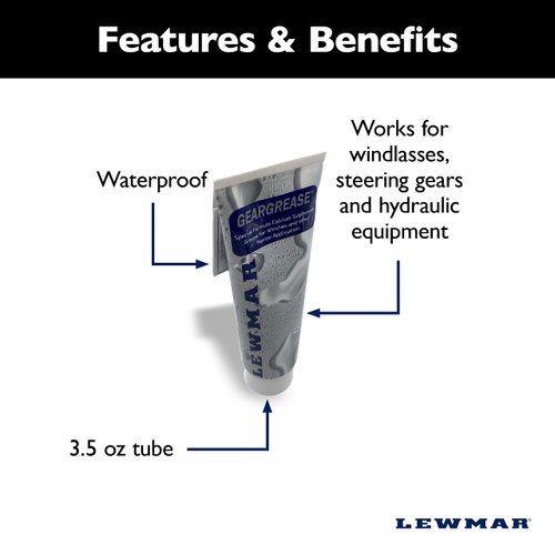 Lewmar Winch Grease, 3.5 oz Tube – Winch Maintenance Grease with Solid Activation and Load-Carrying Features — for winches, windlasses, Steering Gears, Trailer Wheel Bearings, Hydraulic Equipment