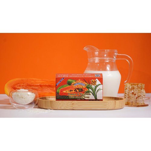 ASANTEE Papaya & Rice Milk with Honey Cleansing Soap 125 Grams (6-Pack)
