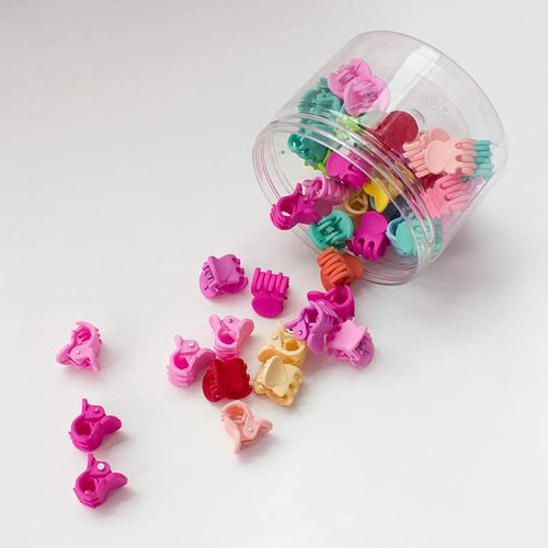 50PCS Mini Hair Claw Clips for Women Girls, Small Hair Clips Little Claw Clips Tiny Acrylic Jaw Clips with Transparent Box（colorful）