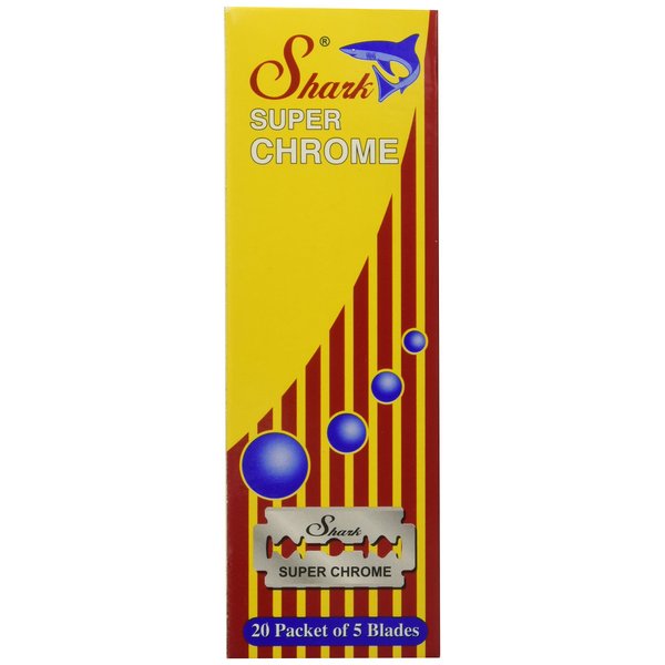Shark Double Edge Safety Razor Blades, Super Chrome, 100 Count