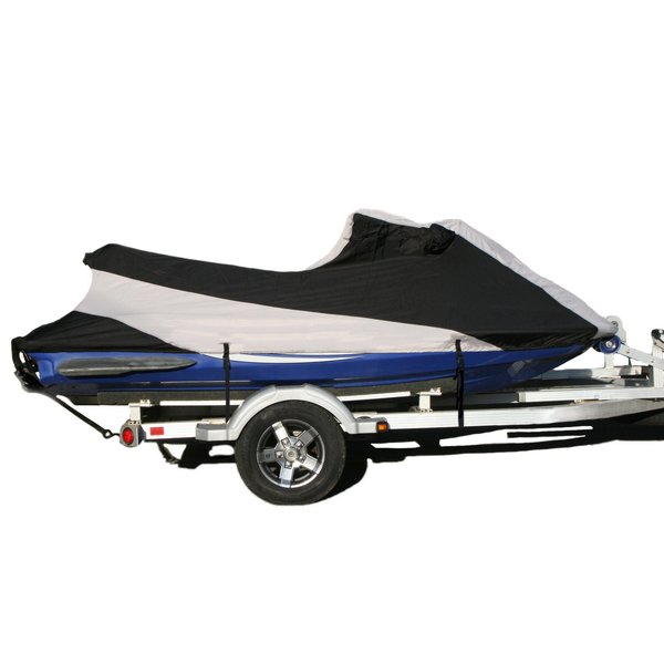 SavvyCraft Kawasaki Jet Ski 900 STX 2004-2006 / Kawasaki Jet Ski 1200 STXR Custom Fit Trailerable Jetski PWC Cover 2002-2005 Gray/Black Color