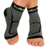 TechWare Pro Ankle Brace Compression Sleeve - Relieves Achilles Tendonitis, Joint Pain. Plantar Fasciitis Foot Sock with Arch Support Reduces Swelling & Heel Spur Pain. (Black/Gray S/M)