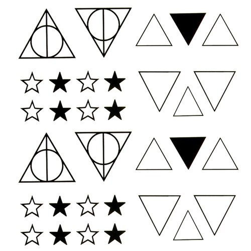 Oottati 2 Sheets Small Cute Temporary Tattoo Stickers Triangle Star Geometry