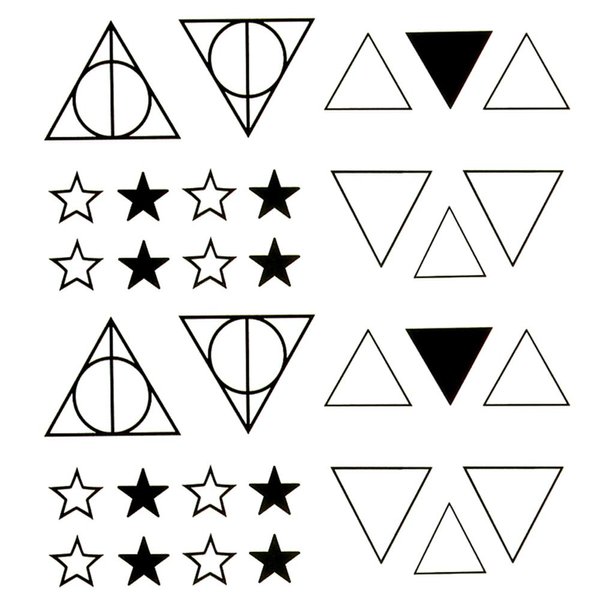 Oottati 2 Sheets Small Cute Temporary Tattoo Stickers Triangle Star Geometry