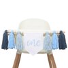 Tassels High Chair Banner For 1st Birthday，First Birthday Party Decorations，Baby Boy 1st Birthday Banner，Cake Smash Backdrop Banner，Rustic Theme 1st Birthday Decorations (Blue)