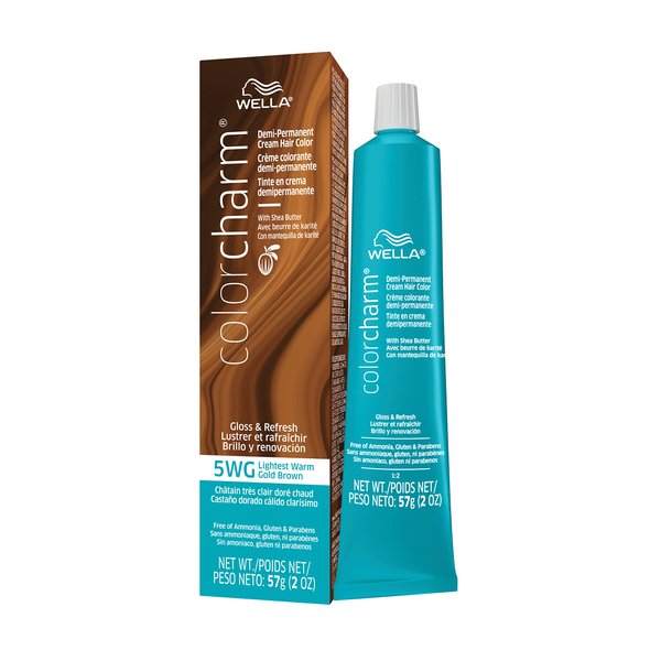 WELLA Color Charm Demi Permanent Hair Color, 5WG Lightest Warm Gold Brown 2 oz