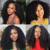 Tmbitto V Part Wigs Human Hair 180% Density Upgrade U Part Human Hair Wig V Part Curly Wig Human Hair Clips in Half Wigs NO Glue No Leave Out Afro Kinky Curly Wigs Human Hair Natural Color 18 Inch