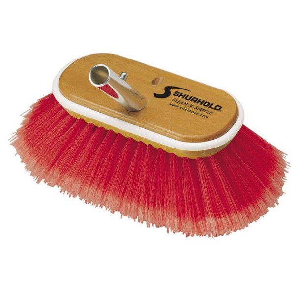 Shurhold 965 6 Inch Combo Bristle Brush, Deck Brush With Red Polystyrene Bristles