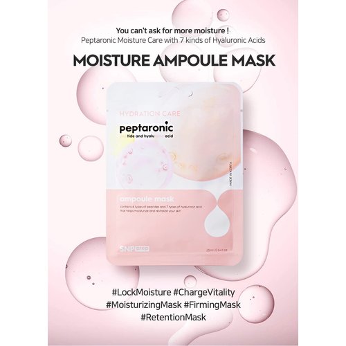 SNP PREP Peptaronic Ampoule Korean Sheet Mask | Hydrating, Moisturizing, and Friming for Dry Skin Types with Hyaluronic Acids | Face Masks Skincare sheets | Korean Skin Care Facial Mask | 10 Sheets