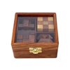 Ajuny 4-in-1 Wooden Puzzle Box - 3D Puzzles & Brain Teaser Games for Adults, Wooden Puzzles, Logic IQ Brain Games, Rustic Decor, Unique Gift for Christmas & Birthday