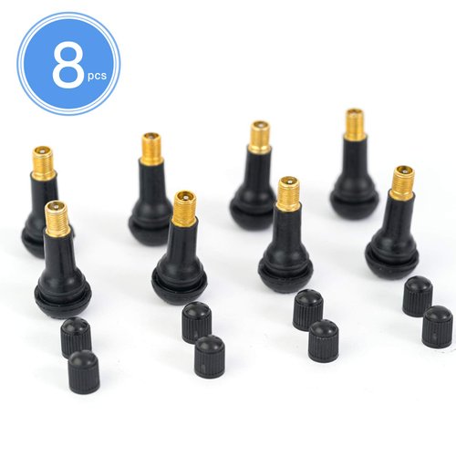 Aoerzn 8Pcs Premium TR413 Tubeless Tire Valve Stems, Black Rubber Snap-in Tire Valve Stem, Universal for Tubeless 0.453 inches 11.5mm Rim Holes