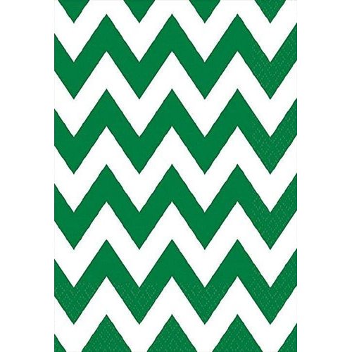 Party Perfect Disposable Chevron Print Luncheon Napkins Tableware, 16 Pieces, Made from Paper, Festive Green by Amscan