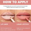 MIELIKKI 2Pcs Matte Liquid Lipstick and Lip Liner Set, One Step Lips Makeup Kit, Non-Stick Cup Lip Gloss + Lip Liner Pen, High Pigmented, Waterproof, Long-Lasting, 01