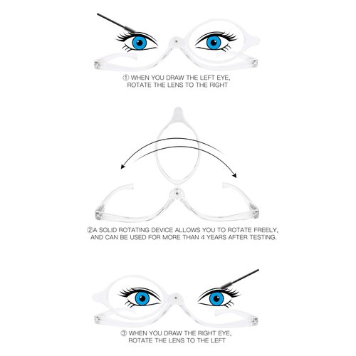 MARE AZZURO Eye Make Up Reading Glasses Women Folding Cosmetic Readers 100 125 150 175 200 225 250 275 300 350 400 500 600 (Transparent, 1.50)