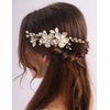 BERYUAN Opal Rhienstone Flower Leaves Hair Comb Gold Wedding Hair Accessories Gold Leaves Flowers Pearls Rhinestone Hair Side Comb Vintage Flower Rhinestone Wedding Headpiece for Women