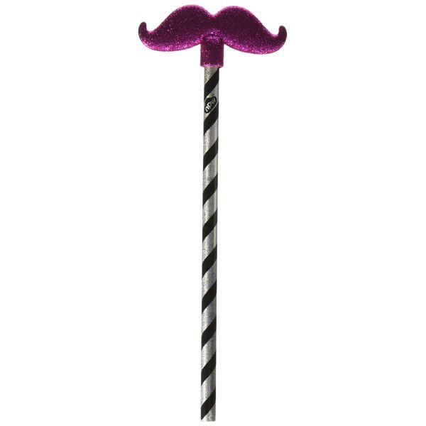 NPW Glitter Moustache Topper and Pencil, Pink (NP6780)