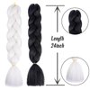 White Black Jumbo Braiding Hair Extensions 24 Inch Ombre Braiding Hair for Women Pre stretched High Temperature Synthetic Fiber Hair Twist Crochet Braids for Halloween Cosplay Party Makeup Carnival