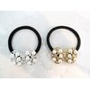 Generic Hair tie bow shaped with pearls and crystals (Primary color: Gold), 1 Count (Pack of 1)