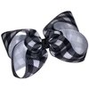 White & Black Buffalo Check Jumbo Boutique Hair Bow 6"