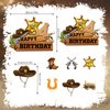 25Pcs Cowboy 4th Birthday Party Supplies, Western Cowboy Cupcake Toppers Decoration, HorseShoe Cowboy Hats Boots Happy Birthday Cupcake Toppers Decorations, Baby Shower Kids Decorations (Cowboy 4th)