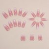 24Pcs Acrylic Press on Nails Medium Square Fake Nails Pink Ombre Glue on Nails False Nails with Gloss Glittering Powder Designs Nails Press on Artificial Nails Stick on Nails for Women Girls