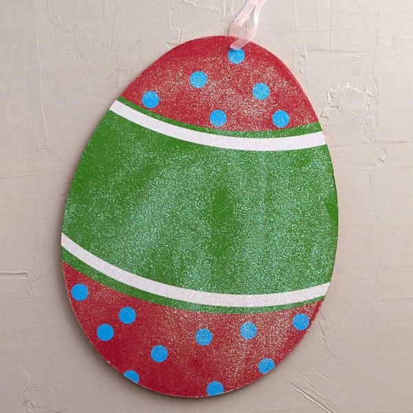 Factory Direct Craft Red and Green Glittered Easter Egg
