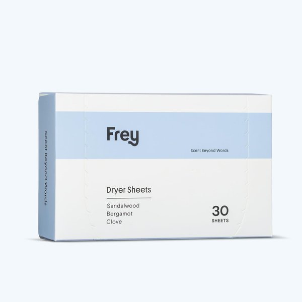 FREY Laundry Set - Concentrated Liquid Detergent & Natural Dryer Sheets Bundle - 50 Loads and 30 Scented Dryer Sheets - Sandalwood, Bergamot & Clove Scent