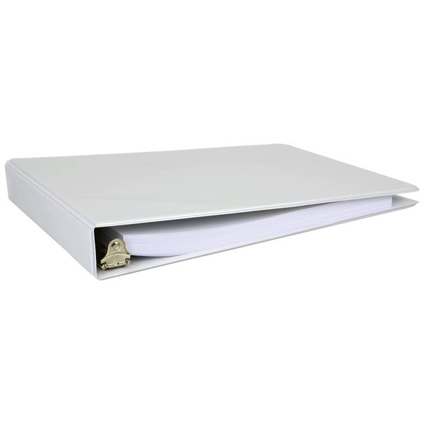 Ruby Paulina 8.5" x 11" Binder 1" Straight-D Ring Vinyl with Outside Pockets, White (195980)