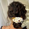Yheahin Bridal White Rose Flower Hair Comb Boho Handmade Floral Headpiece Wedding Flower Hair Accessories for Women Brides Bridesmaids (White 2)