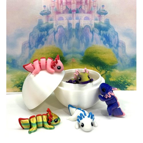 5 pcs 3D Printed Articulated Mini Axolotl with Egg, Fidget Mini Axolotl Toy, Executive Desk Toy, Home Decor, Party Decorations MA002-5X