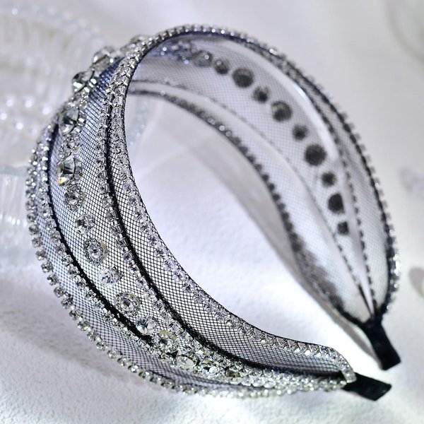 HNYYX Crystal Hair Accessories for Women Wedding Headpieces for Bride Silver Rhinestone Headband Sparkly Hair Tiara A63(silver)
