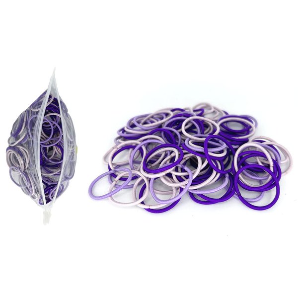 Aimeely Girls Women Multi Color 100 Count Hair Elastic ties Colorful Non-slip 3CM Comfort Daily School Hair Bands Purple