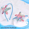 Starfish Headbands Blue Sea Star Hair Band Laser Glitter Rainbow Mermaid Scale Hair Hoop Non Slip Hair Accessories for Women Girls Head Wear Gifts