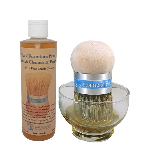 Chalk Mountain Brushes. 8 oz Solvent Free Wax Brush Cleaner and Original Designed Palm Brush. 2 Pack