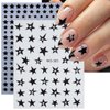 6Sheets Crystal Star Nail Stickers for Nail Art Black Gold Silver Design Stars Nail Art Sticker 3D Glitter Star Sticker Self-Adhesive Pegatinas Uñas Luxury Nail Decals for DIY Nail Tips Manicure Decor