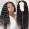 Josblue Deep Wave Lace Closure Wigs Human Hair Glueless Deep Curly Wave Lace Front Human Hair Wigs for Black Women with Baby Hair 150% Density(Natural Color, 18 Inch)