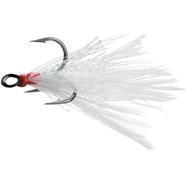 VMC, Dressed X-Rap Treble Hook, 2 Hook Size, Black Nickel/Dressed Treble/White Feather, Package of 2, Hook Size: #2 (8651BN/DT/WH#2P)