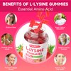 L-Lysine 1000mg Gummies, Lysine Supplement for Adults & Kids, Essential Amino Acid Supplement for Oral & Lips Health, Boost Immune & Calcium & Collagen, Sugar-Free, Strawberry Flavor, 60 Count